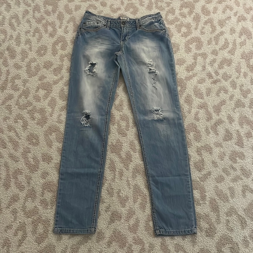 Vintage Patchwork Distressed Jeans - image 5